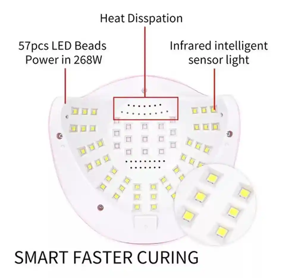 Lampara Led Para Secado De Uñas Todos Esmalte Gel Uv 268w