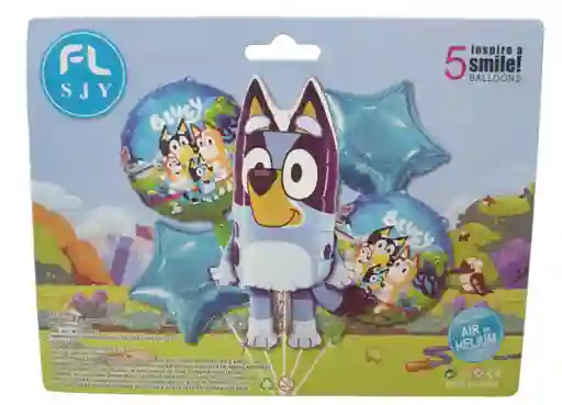 Bouquet Globo Bombas Las Aventuras De Bluey 5 Unds