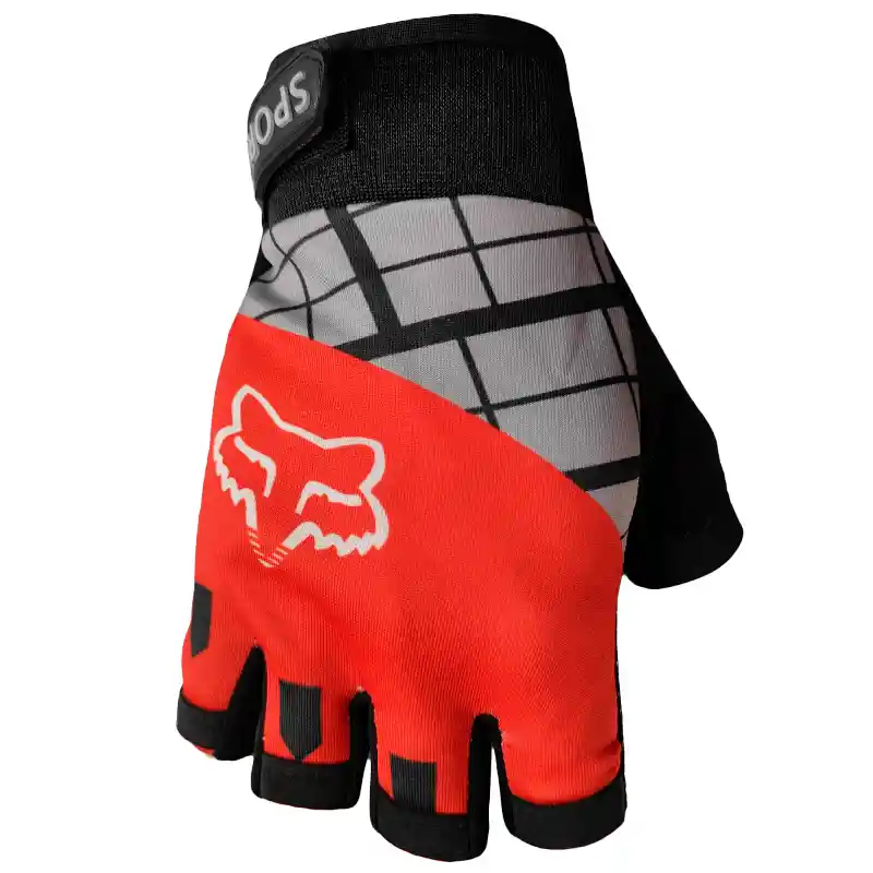 Guantes Eco Fox Medio Dedo Rojo