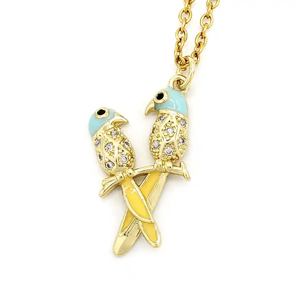 Cadena Acero Dorado Dije Aves