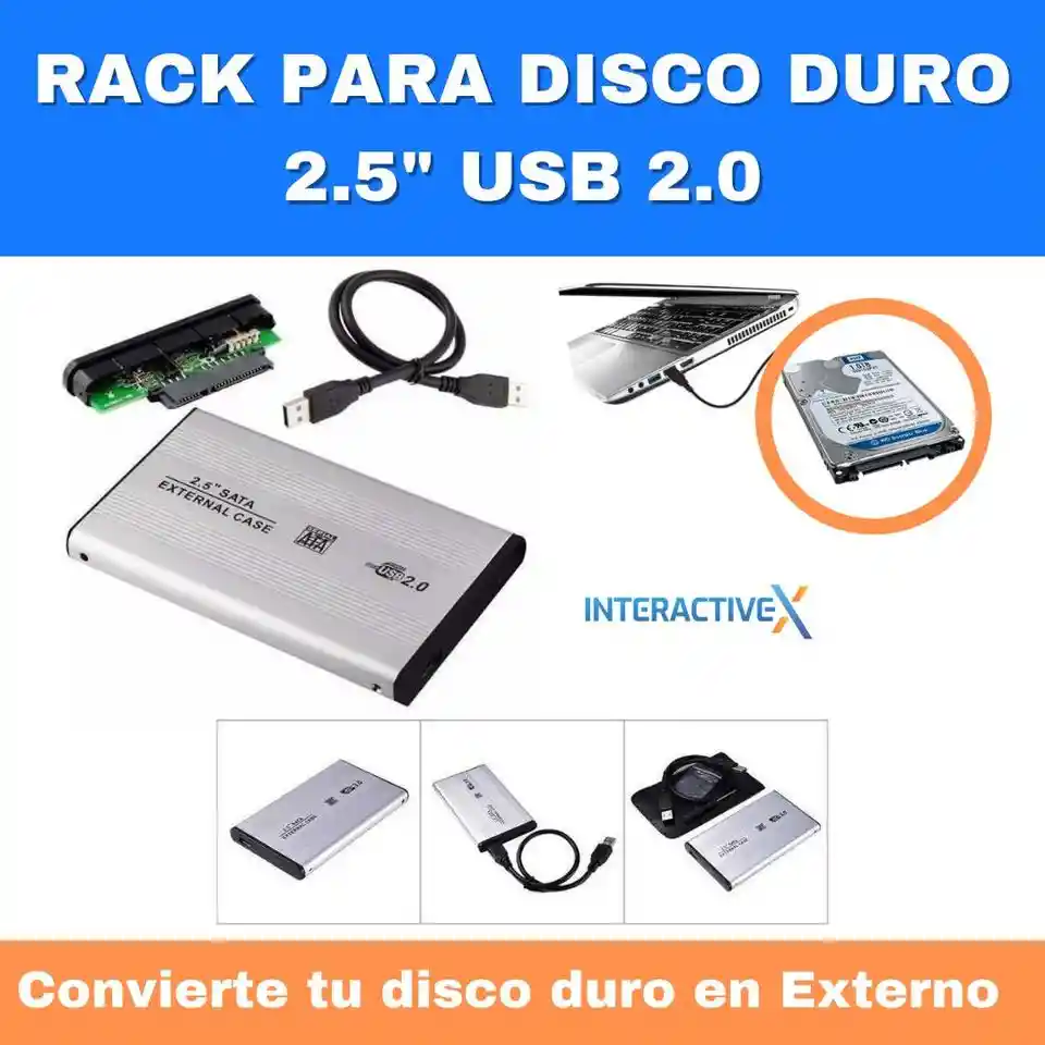 Caja Rack Para Disco Duro 2,5" Usb 2,0 / Caja Convertidor Disco Duro Externo/ Carcasa Disco