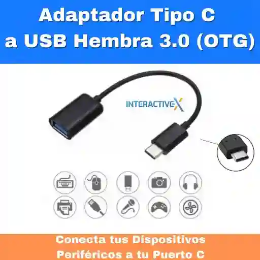 Adaptador Tipo C A Usb Hembra 3.0 / Cable Otg Tipo C