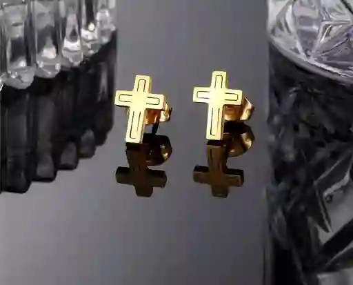 Aretes En Acero Diseño Cruz Labrada Mini