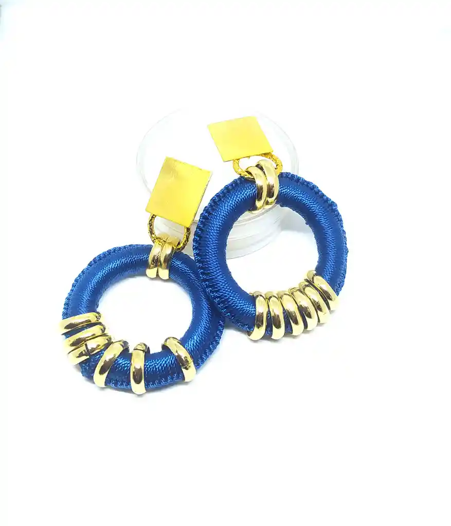 Aretes Tejidos Aros Azul