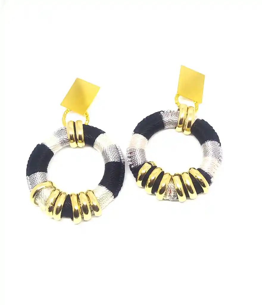 Aretes Tejidos Aros Negro