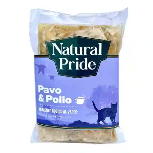 Alimento Humedo Para Gato 2 Pouch Pavo Y Pollo Al Vapor Zanahora Y Colageno 210gr Natural Pride Gatos