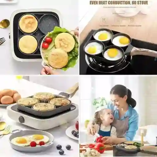 Sarten 4 Puesto Mini Cocina Huevos Pancakes Multifunción