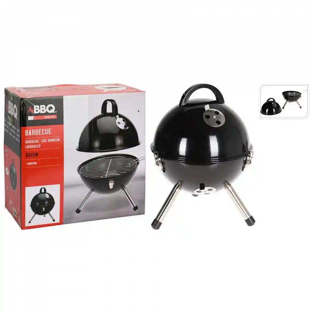 Asador A Carbon Bbq Redondo Negro