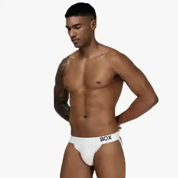 Suspensorio Box Importado Jockstrap Hombre Men 95% Cottom Blanco