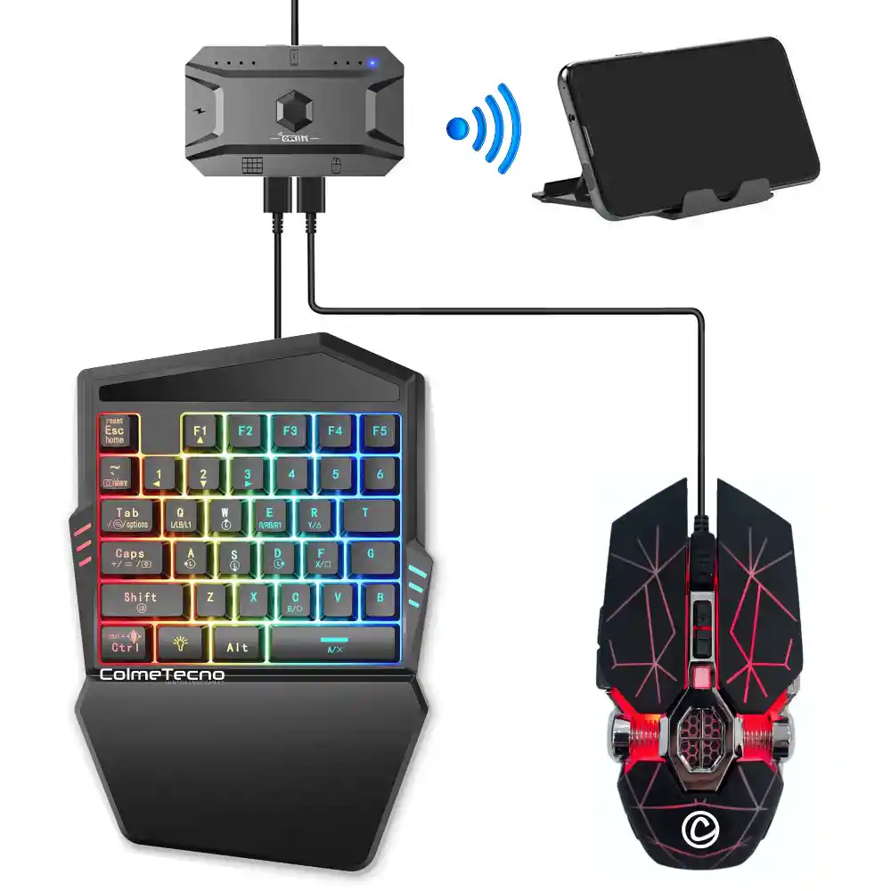 Combo Gamer Para Celular Rgb Convertidor Bluetooth 3en1 G98