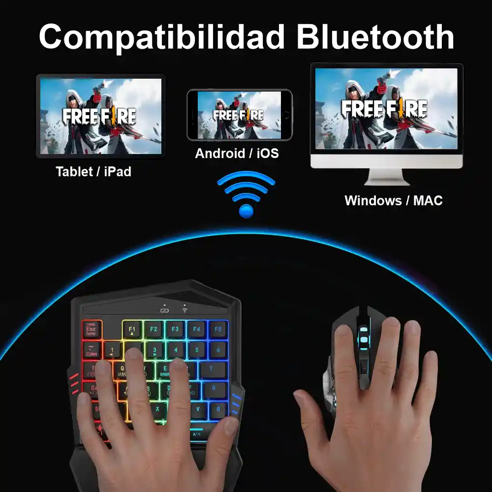Combo Gamer Para Celular Rgb Convertidor Bluetooth 3en1 G98