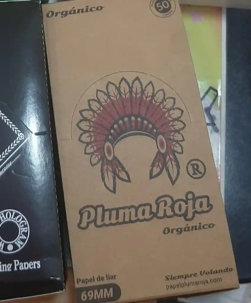 5 Cajas Rolling Papers Cueros X50 Orgánico Pluma Roja