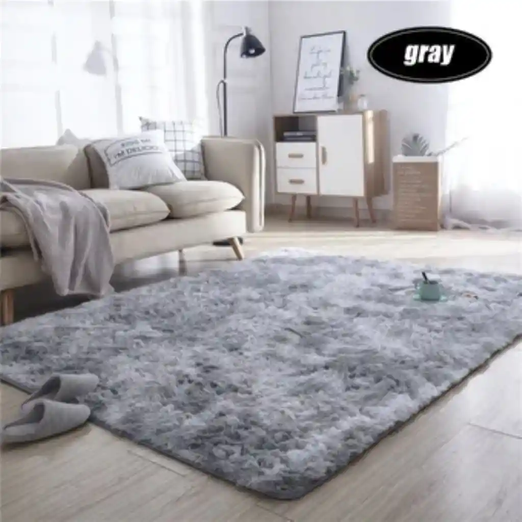 Tapete Alfombra Peluda Gris Manchas Grande 200 X 150 Cm