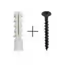 Chazo Plástico De 1/4 Con Tornillo Negro X 100 Unidades