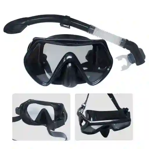Careta Y Snorkel Para Nadar Negro Sport