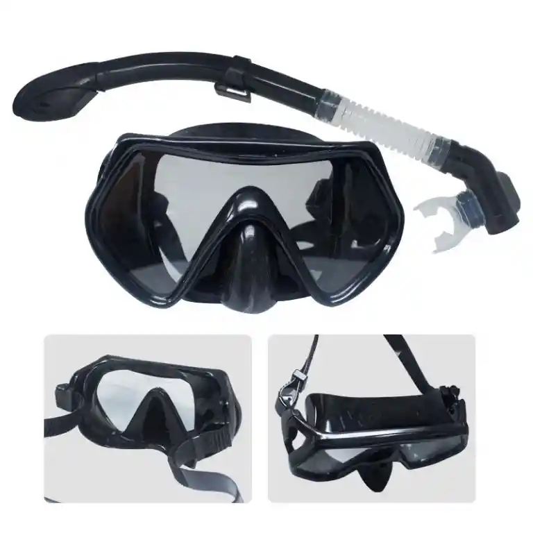 Careta Y Snorkel Para Nadar Negro Sport