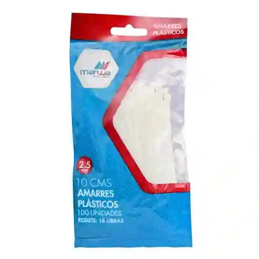 Amarre Plástico De 10 Cm Blanco 100% Nylon Marwa X 100 Unidades