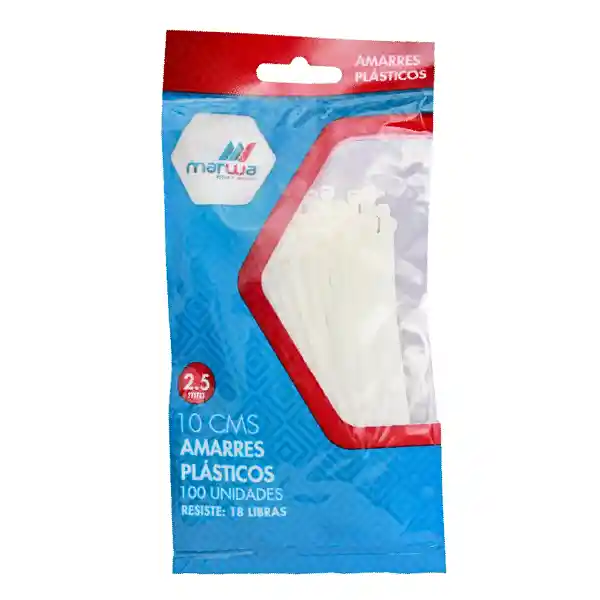 Amarre Plástico De 10 Cm Blanco 100% Nylon Marwa X 100 Unidades