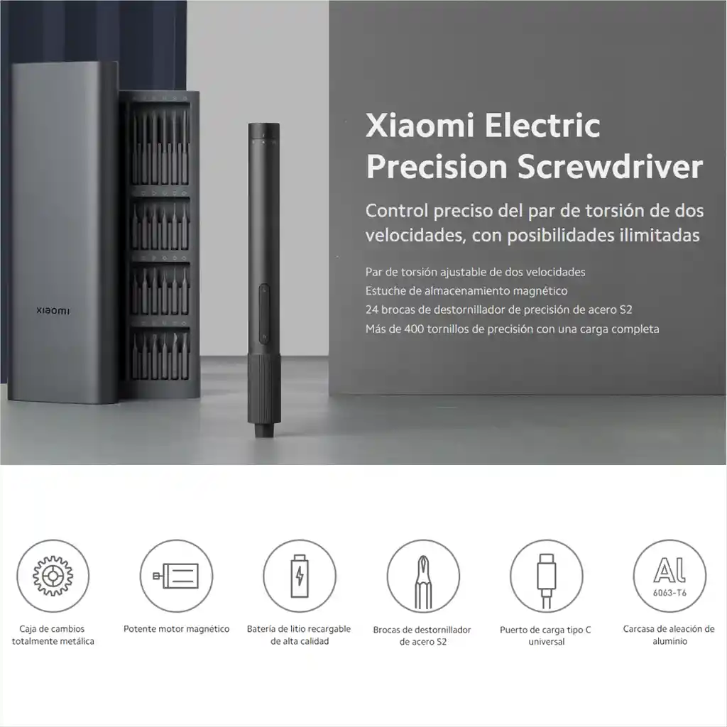 Xiaomi Kit Destornillador Eléctrico De Precisión + 24 Puntas