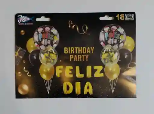 Bouquet Globo Bomba Set Feliz Dia Dorado