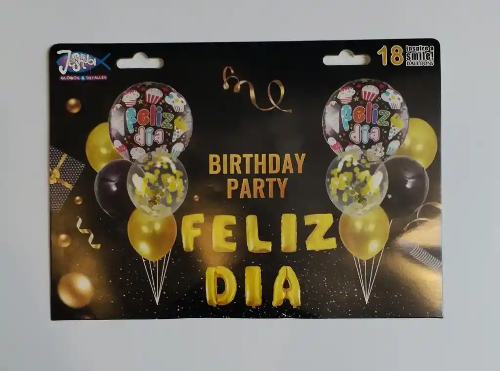Bouquet Globo Bomba Set Feliz Dia Dorado