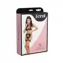 Conjunto Lenceria Ela Lerot Negro Liguero Y Encaje Talla Sm
