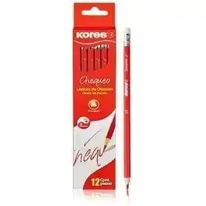 Lapiz Marca Kores Rojo Chequeo Caja X 12 Unidades.