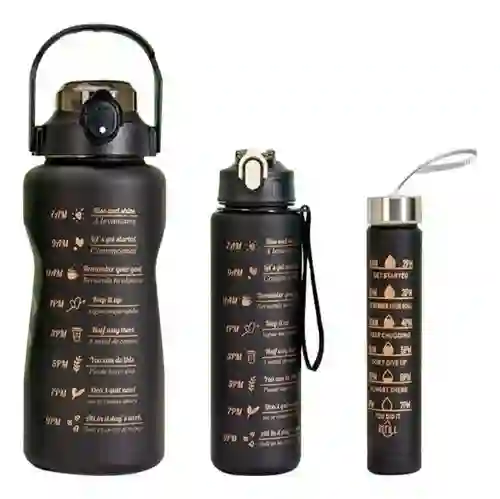 Set De 3 Termos Botella De Agua Botilo Motivacional