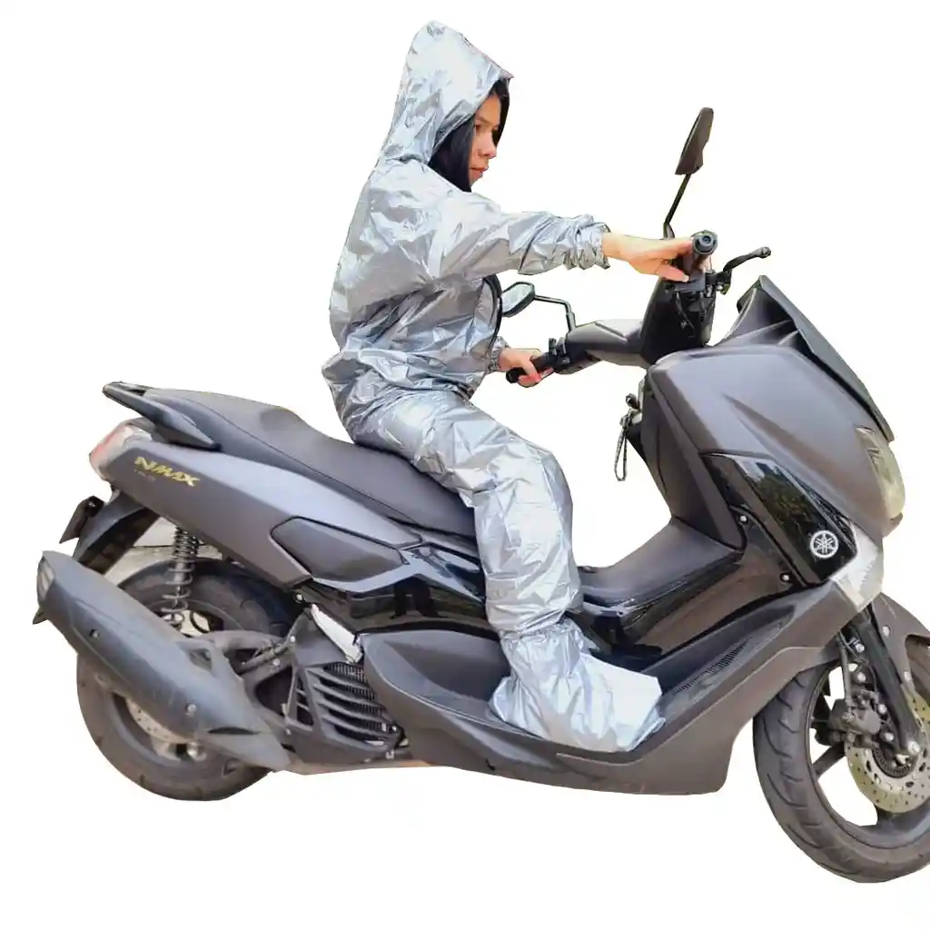 Impermeable Moto Bicicleta Talla: Xl Plástico Calibre 2 + Grueso - Plateado