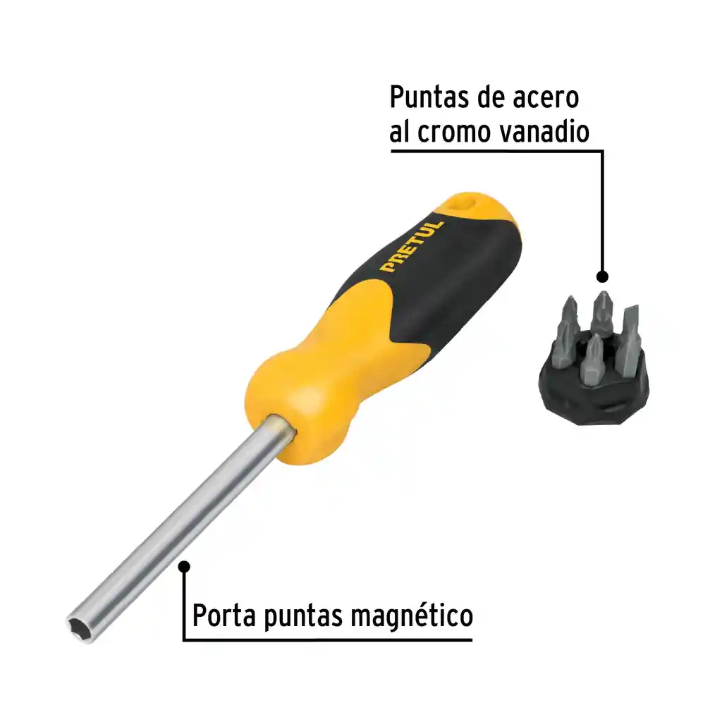 Destornillador Con 6 Puntas Pretul