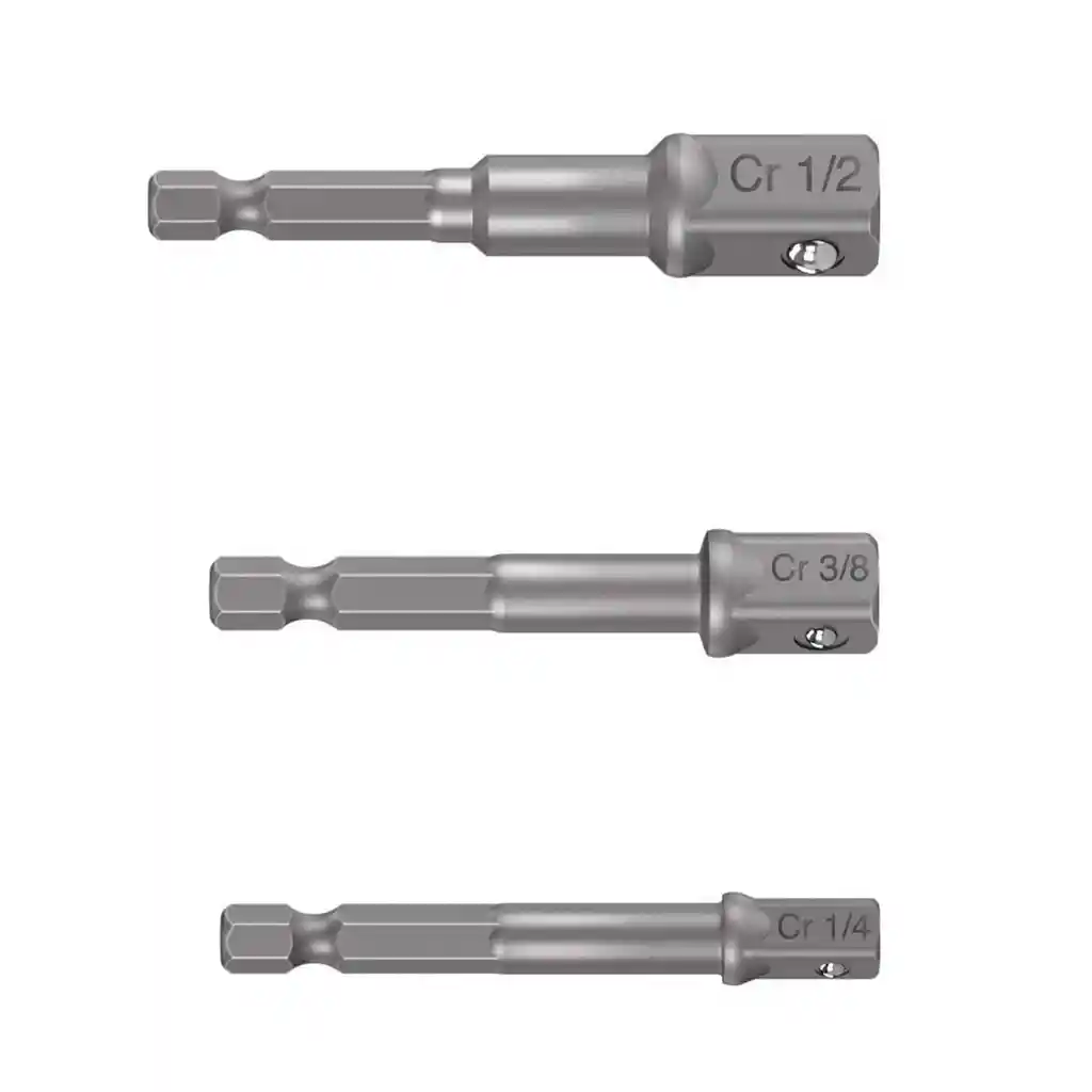 Juego De 3 Adaptadores Para Copas De 1/4", 3/8" Y 1/2" Truper