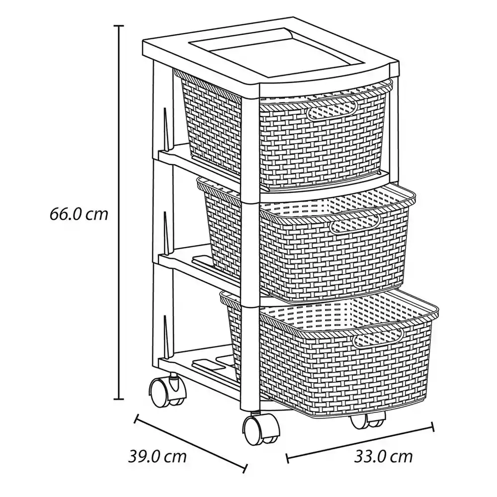 Cajonero Apariencia Rattan 3 Gavetas Altas Nautico