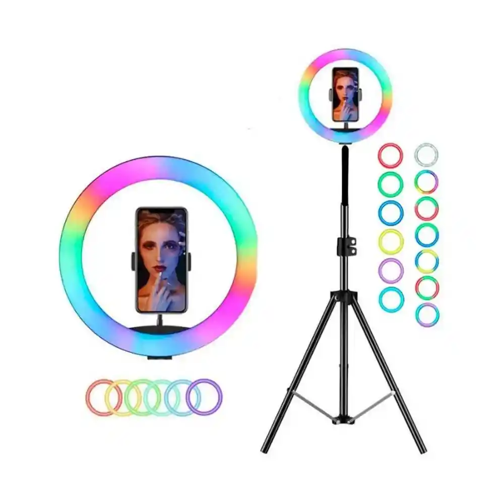 Aro De Luz Rgb Led Flash 33 Cm Fotografía Selfie + Trípode