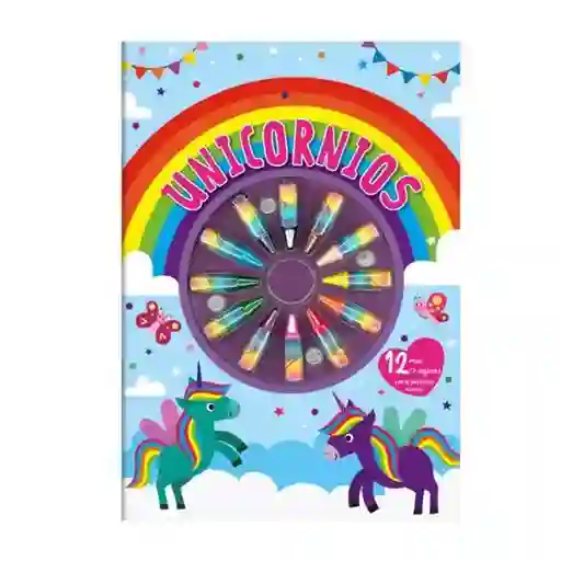 Libro Unicornios 12 Mini Crayones Lexus