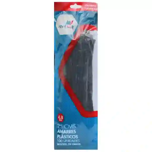 Amarre Plástico De 25 Cm Negro 100% Nylon Marwa X 100 Unidades
