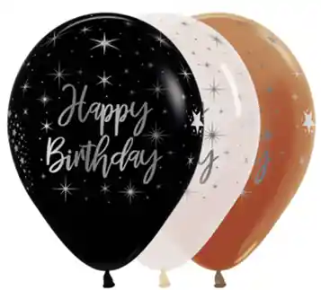 R-12 Bombas Globos Fiesta Sempertex Infinity Mink Happy Birthday Radiante Fashion Y Metal Surtidos X12 Globos