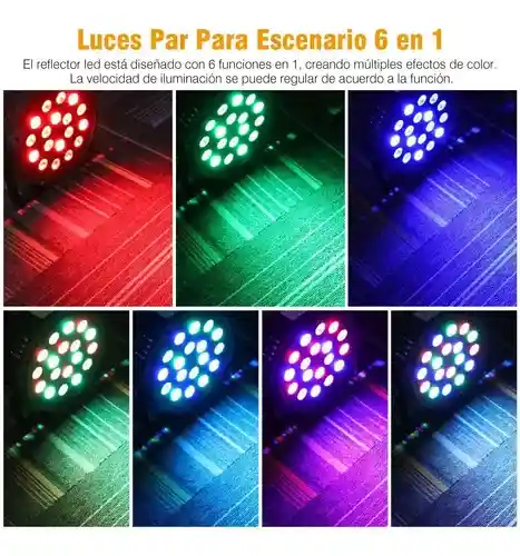 Luces Fiesta Cañon De Leds Rgb Audioritmico Dmx Automatico Multicolo 18x1