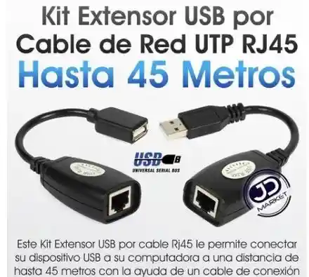 Extensor Extensión Usb Por Cable De Red Utp Rj45 - 45 Metros