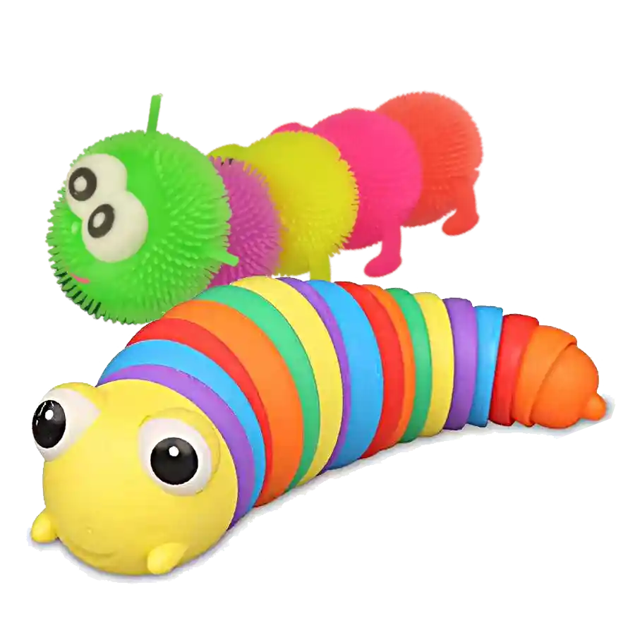 Kit X2 Gusanos Popit Wiggly Squishies Luces Niños Bebe 20cm