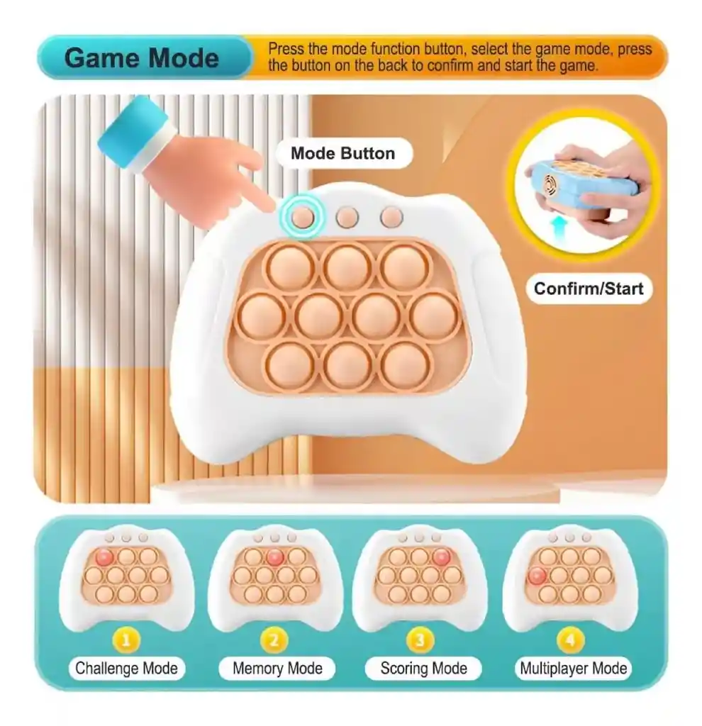 Juego Control Pop It Consola Burbujas De Presión Para Niños Musical