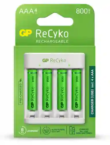 Cargador Usb Gp Recyko E411 2 Aa Nimh Mag + 2 Aaa Nimh 800 Mah