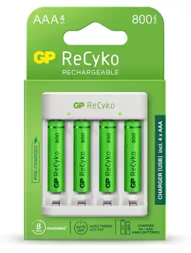 Cargador Usb Gp Recyko E411 2 Aa Nimh Mag + 2 Aaa Nimh 800 Mah