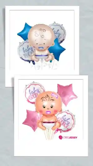 Bouquet Globo "es Niño/niña" Varios Motivos X 5pcs