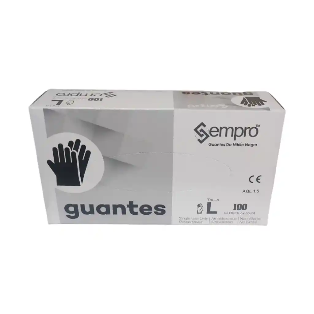 Guantes Para Examen De Nitrilo Negro T-m X100u