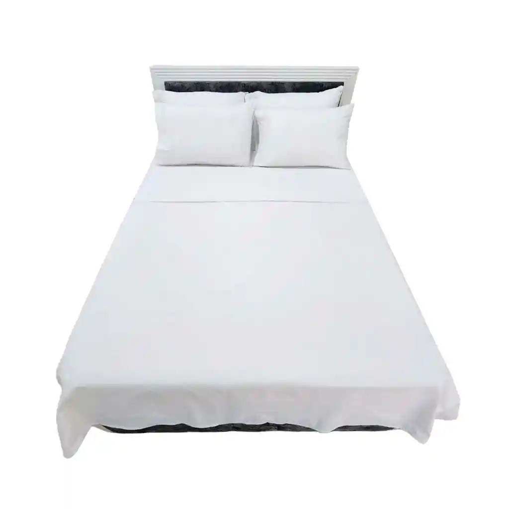 Juego De Sábanas Cama Semidoble Blanco Hogareto 3001