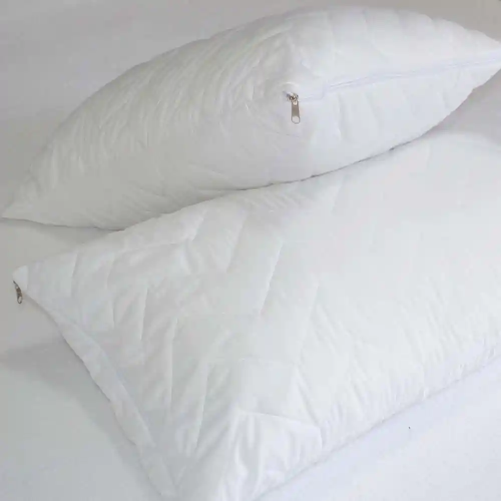 Set X 2 Almohadas Hoteleras Doble Funda Hogareto Blanco