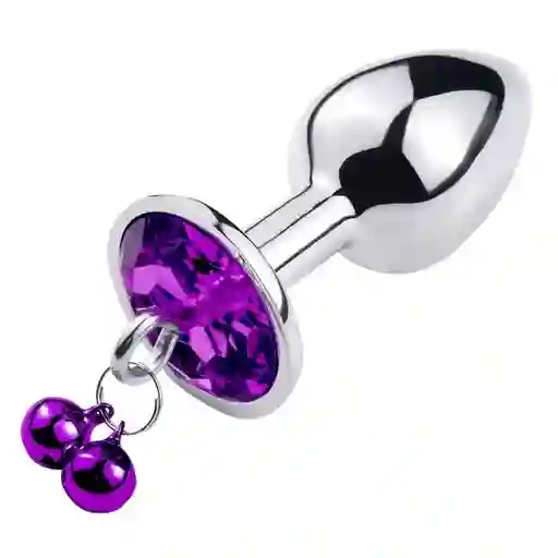 Plug Anal Metálico Con Joya Cascabel Talla S Morado