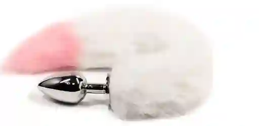 Cola De Zorro Plug Anal Metálico Blanco Y Rosado Talla S