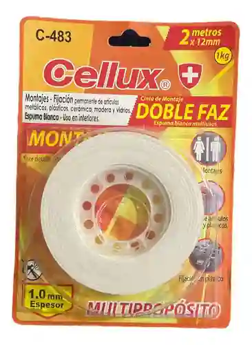 Cinta Adhesiva Doble Faz Espuma Blanca Cellux