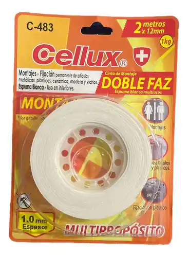 Cinta Adhesiva Doble Faz Espuma Blanca Cellux
